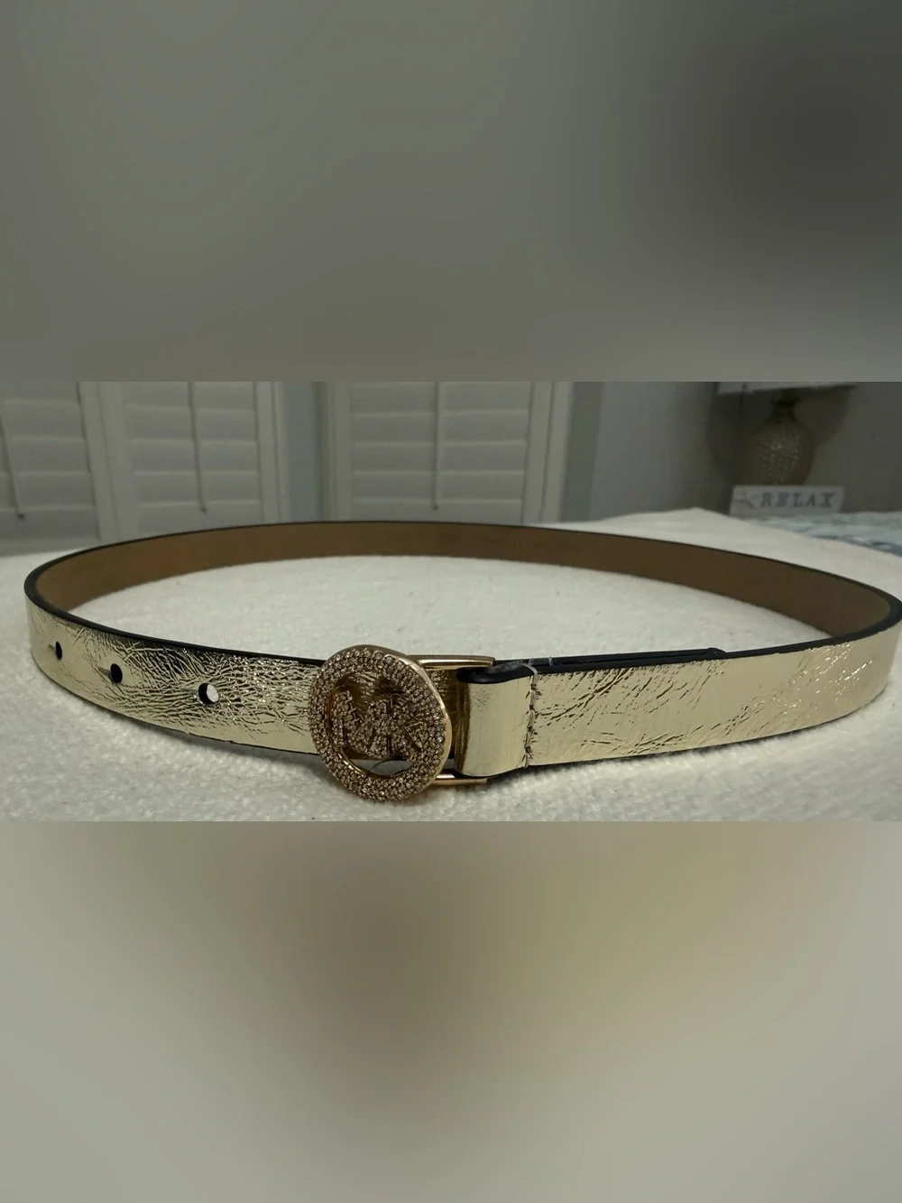 Michael Kors Pave Logo Buckle Belt Size Small